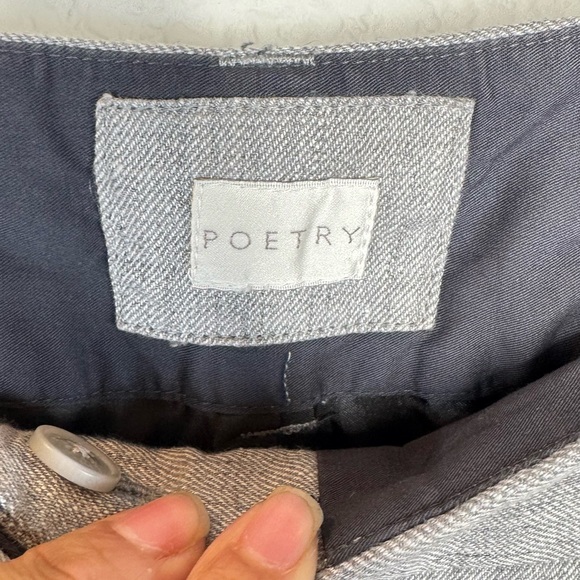 Poetry Wide-Leg Linen Blend Wide Leg Trousers US 10‎ High Rise Front Zip Career - Picture 3 of 8